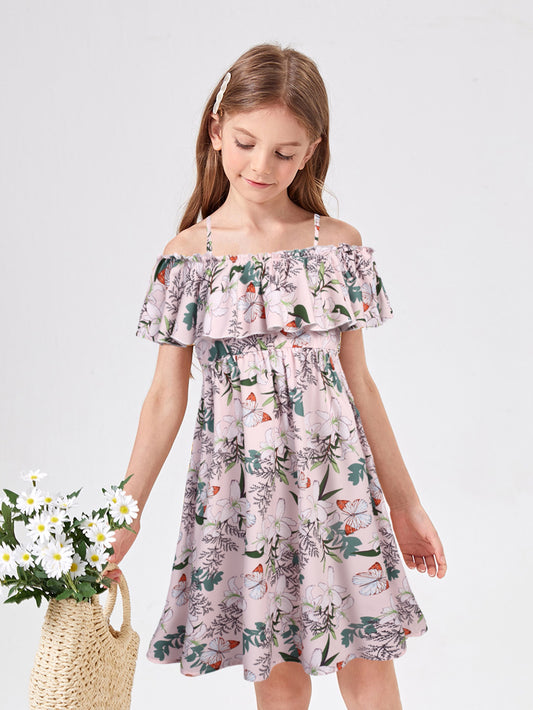 Summer Floral Ruffle Sundress Cold Shoulder Casual Holiday Dresses